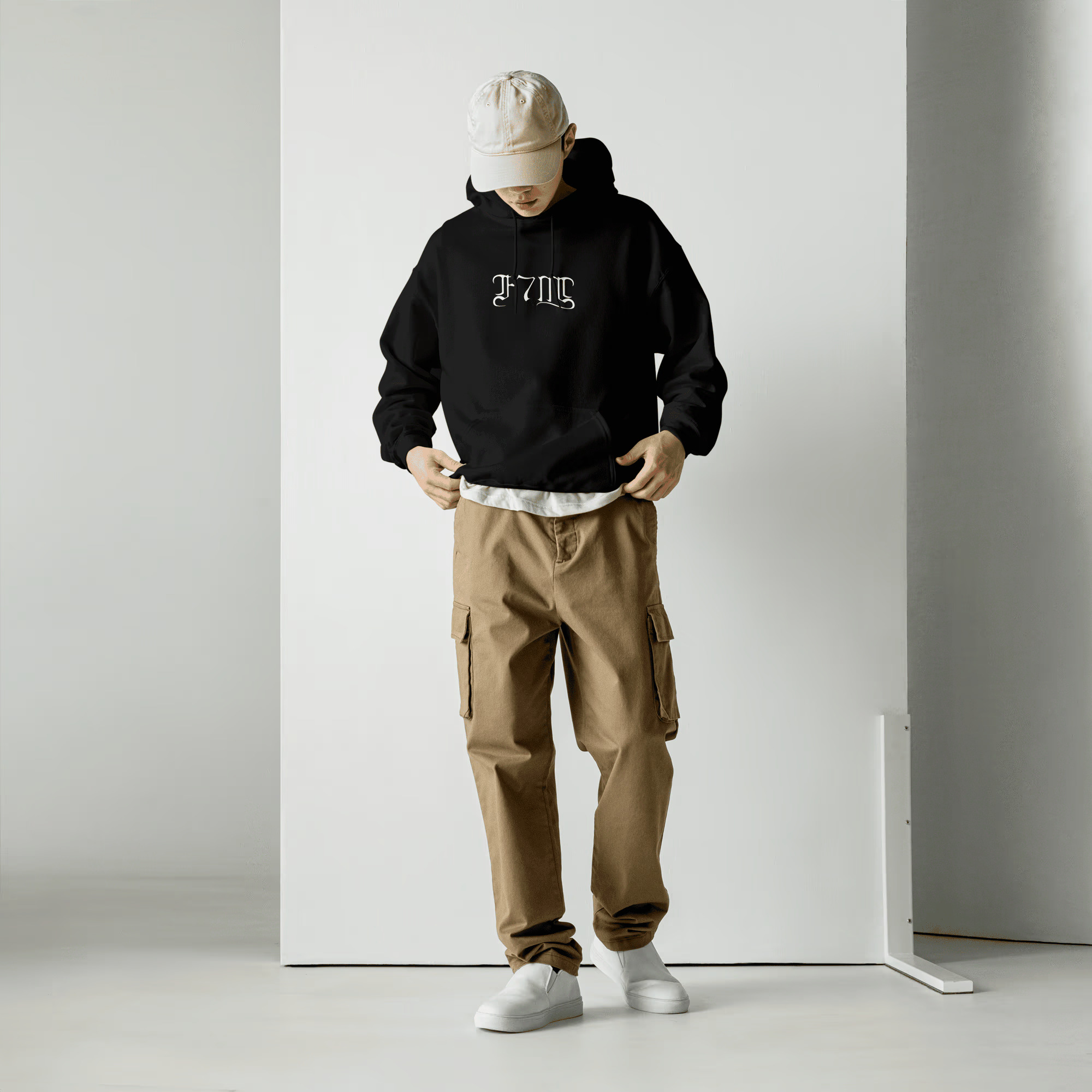 Man standing wearing F7M merch
